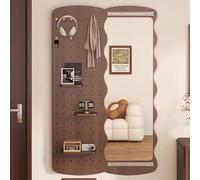 Specchio da appendere a figura intera con design push-pull nascosto, cornice in legno massello, soluzione salvaspazio da parete per soggiorno, dormitorio e hotel