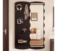 Specchio da appendere a figura intera con design push-pull nascosto, cornice in legno massello, soluzione salvaspazio da parete per soggiorno, dormitorio e hotel
