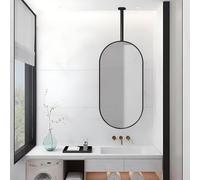 Specchio da Appendere al soffitto con Asta, Specchio da Trucco da Parete, Specchio da Bagno sospeso per Il Trucco, Grande Specchio Ovale da Parete, Braccio Regolabile (40 * 60 cm)