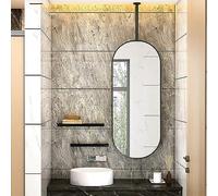 Specchio da Appendere al soffitto del Bagno Specchio Moderno Ovale Nero con Asta da Appendere per Ingresso del Soggiorno Negozio dell'hotel Specchio da Parete Personalizzabile con