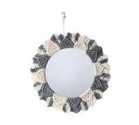 Specchio da appendere in macramè circolare, elegante specchio da parete fatto a