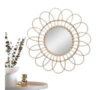 Specchio da appendere rotondo Boho in vimini - Decorazione da parete con cornice intrecciata per la porta del soggiorno o la camera da letto Specchio versatile per il camerino del trucco o come accent