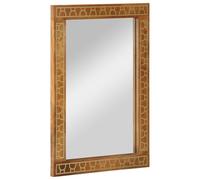 Specchio da bagno, 50 x 70 x 2,5 cm, in legno di mango massiccio e vetro | Design a parete, immagine chiara, motivi intagliati a mano, legno duro tropicale, riflesso naturale, pezzi con spazio