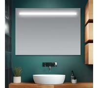 Specchio da Bagno 70x105 cm, Reversibile con Fascia Luminosa sul Lato Superiore LED, Luce Bianca Naturale, Installazione a Parete