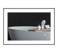 Specchio da Bagno 70x3x50 cm Illuminato a LED 3 Tonalità Cornice in Alluminio Nero