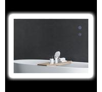 Specchio da Bagno 80x60x3 cm con LED 3 Colori Regolabili in Metallo e Vetro