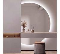 Specchio da bagno a 3 colori, con LED, anti-appannamento, dimmerabile, a mezza luna, con interruttore touch, lunghezza intera, 100 x 70 cm, elegante decorazione per la casa