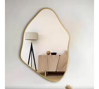 Specchio da bagno a forma speciale, specchio da trucco da parete, versatile da appendere orizzontale/verticale, ideale per l'arredamento del bagno, design elegante e funzionale