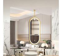 Specchio da bagno a LED, 50 x 70 cm, moderno specchio Vani montato a soffitto con luce adiubile e asta per appenderlo, perfetto sopra il lavandino, decorazione per la casa, migliora la bellezza e le