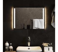 Specchio da bagno a LED, 60 x 40 cm, in vetro con protezione IP65, interfaccia USB e cavo da 1,5 m, ganci e clip, ideale per il trucco del bagno e illuminazione da parete