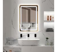 Specchio da bagno a LED a forma di vitello, 60 x 80 cm, dimmerabile, antinebbia, anteriore e retroilluminato, decorazione da parete per doccia e furgoni, perfetto per bagni