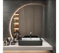 Specchio Da Bagno A LED A Semicerchio Irregolare, Specchi Da Parete Di Grandi Dimensioni Con Antiappannamento, Dimmerabile, Luce A LED A 3 Colori, 50CM|60CM|70CM|80CM|90CM Specchio Cosmetico A LED ( C