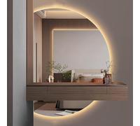 Specchio da bagno a LED anti nebbia, con interruttore touch, retroilluminato, con 3 colori chiari regolabili, specchio decorativo da parete senza cornice, per toeletta e toeletta