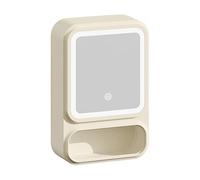 Specchio da bagno a LED - Armadio a parete | Moderno organizer da toeletta con funzione anti-appannamento, illuminazione luminosa regolabile, mensola di visualizzazione di stoccaggio, Elegante mensola