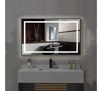 Specchio da bagno a LED con Bluetooth, controllo touch, oscuramento a 3 colori, specchio illuminato da parete (60 x 80 cm) - perfetto per trucco e chiamate