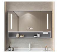Specchio da bagno a LED con contenitore anti-appannamento da parete, 90 x 75 cm, moderno specchio da bagno elegante e funzionale per la decorazione della casa