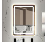 Specchio da bagno a LED con doppio sensore touch, tappetino anti-appannamento, specchio da parete per hotel e uso domestico, illuminazione brillante per una toelettatura perfetta