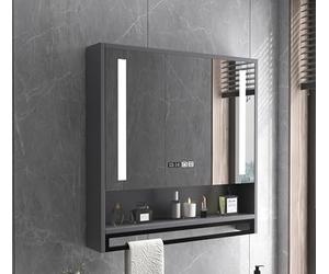 Specchio da bagno a LED con funzione antiappannamento intelligente, oscuramento e visualizzazione dell'ora, per mobili moderni