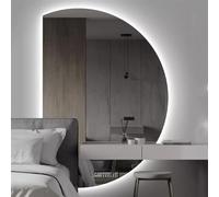 Specchio da Bagno A LED con Luce A 3 Colori, Specchio da Toeletta da Bagno Dimmerabile Antiappannamento con Luce, Specchio da Parete A Mezza Luna per Bagno, Vanità, Left Cut, 84 * 120cm