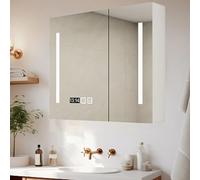 Specchio da bagno a LED con luci antinebbia a 3 colori, retroilluminato, specchio cosmetico per medicine, design elegante da parete per bagni moderni