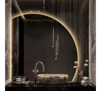 Specchio da bagno a LED con luci, senza cornice, design semicircolare, anti-appannamento, 70 x 70 cm, ideale per la decorazione della casa moderna e gli accessori per il trucco