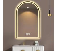 Specchio da bagno a LED con sensore touch, luce dimmerabile, anti-appannamento, da parete, 50 x 80 cm, illuminazione moderna per la casa