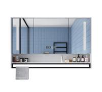 Specchio da bagno a LED con sistema anti appannamento, mensola portaoggetti, montaggio a parete, 60 x 75 cm, design moderno, anti-appannamento, elegante decorazione per la casa, perfetto per toeletta