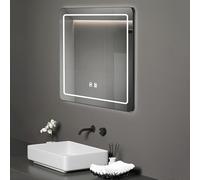Specchio da bagno a LED con struttura in acciaio inox, anti-appannamento e retroilluminazione, infrangibile, impermeabile IP44, 40 x 60 cm