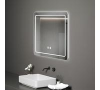 Specchio da bagno a LED con struttura in acciaio inox, anti-appannamento e retroilluminazione, infrangibile, impermeabile IP44, 40 x 60 cm