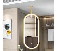 Specchio da bagno a LED, cornice ovale in metallo, design personalizzabile, ideale per bagno e ingresso hotel