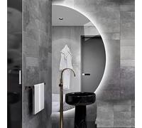 Specchio da bagno a LED Crescent, 3 misure regolabili, anti-appannamento, retroilluminato, con interruttore Smart Touch, design moderno ed elegante per uso domestico e cosmetico