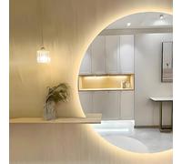 Specchio da bagno a LED da 120 x 80 cm, controllo touch dimmer, anti-appannamento, design moderno senza cornice, 3 opzioni di temperatura di colore, specchio per trucco semicerchio sinistro