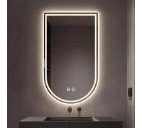 Specchio da bagno a LED da 60 x 100 cm, luminosità regolabile, anti-appannamento, illuminazione tricolore, design moderno verticale/orizzontale, ideale per vanità, arredamento contemporaneo per la