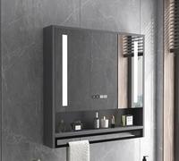 Specchio da bagno a LED da parete con contenitore Smart Medicine Cabinet Defogger Stepless Oscuramento Specchio per il trucco e visualizzazione del tempo Perfetto per nizing Essentials