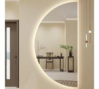 Specchio da bagno a LED, design moderno a semicerchio, anti-appannamento, 3 temperature di colore regolabili, grande specchio da parete per elegante decorazione del bagno