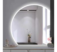Specchio da bagno a LED dimmerabile con 3 colori, anti-appannamento, design irregolare a semicerchio, taglio sinistro/destro, specchio per il trucco, dimensioni: 50 cm, opzione colore taglio destro