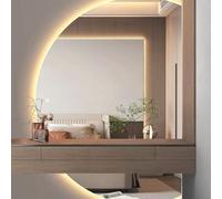 Specchio da bagno a LED dimmerabile da 99 cm, con interruttore touch antiappannamento, retroilluminato, specchio per trucco HD, 3 colori, grande design semicircolare per la decorazione domestica