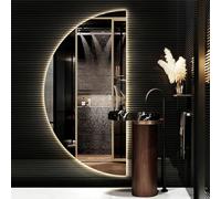 Specchio da bagno a LED, dimmerabile, luce a 3 colori, 100/120 cm, specchio da parete a mezza luna, anti-appannamento, perfetto per la decorazione domestica moderna, dimensioni 61 x 121,9 cm