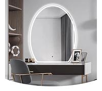 Specchio da bagno a LED ovale irregolare con controllo touch specchio HD luminosità regolabile impermeabile luce fredda e calda anti-appannamento design elegante