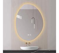 Specchio da Bagno a LED Senza Cornice a Forma di Goccia Irregolare, Specchio da Trucco a Parete Illuminato | Illuminazione a 3 Colori, antiappannamento, dimmerabile all'infinito, Controllo t