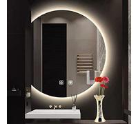 Specchio da Bagno a LED Specchio da Parete a semicerchio con Luce a 3 Colori, Bianco Caldo 3000K-6000K, Pulsante a sfioramento dimmerabile, Funzione antiappannamento, 20/23,5/27,5/