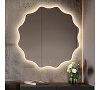 Specchio Da Bagno A LED, Specchio Da Parete Senza Cornice, Specchio Decorativo, 3 Colori Illuminati, Oscuramento Infinito, Pulsante A Sfioramento Con Un Solo Tocco, Specchio Trucco Irregolare ( Size :