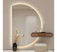 Specchio da bagno a LED, specchio da trucco a mezza luna anti-appannamento con interruttore touch, specchio da parete illuminato per la decorazione della casa