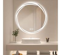 Specchio da Bagno a LED, Specchio Intelligente per Il Bagno, Specchio da Bagno dimmerabile per Parete, antiappannamento, con Memoria, 3 Colori, Doppia Luce LED, infrangibile (Dimensioni: 80