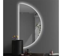 Specchio Da Bagno A Mezzo Cerchio Specchio Montato A Parete Con Luce LED,specchio Cosmetico Retroilluminato A Sfioramento Senza Cornice,luce LED Dimmerabile A 3 Colori,I(Size:40cm×80cm,Color:sinistra)