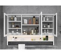 Specchio da bagno a parete a LED con armadietto intelligente per medicinali, antiappannamento, oscuramento continuo, visualizzazione del tempo di luce e soluzioni di archiviazione per una toelettatura