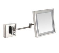 Specchio da bagno a parete a LED, touch screen con ingrandimento 3X, design girevole allungabile, finitura cromata, spina britannica, perfetto per bellezza e toelettatura.
