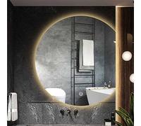 Specchio da bagno a semicerchio a LED dimmerabile, anti-appannamento, specchio decorativo da parete per ingresso e salone, specchio cosmetico di sicurezza HD, illuminazione moderna per la casa