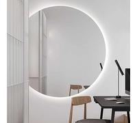 Specchio da bagno a semicerchio a LED dimmerabile, anti-appannamento, specchio decorativo per ingresso e soggiorno, specchio cosmetico di sicurezza HD, design elegante e funzionale