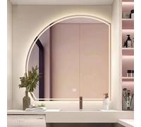 Specchio da bagno a semicerchio a LED, specchio da parete illuminato senza cornice per trucco/rasatura, disponibile in 50 cm/60 cm/70 cm/80 cm, design con taglio sinistro/destro (colore: taglio)